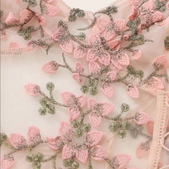 Lace Mesh Floral One Piece Bodysuit Lingerie Top - Picture 14 of 16